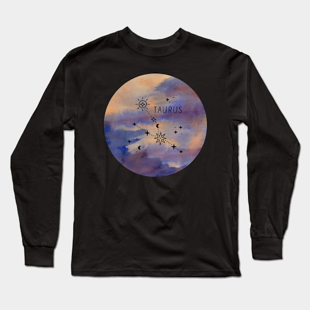 Taurus Zodiac Long Sleeve T-Shirt by Nanouche